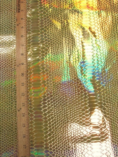 Viper Snake Holographic Embossed PVC Vinyl Fabric / Silver / Sold By The Yard - Image 3