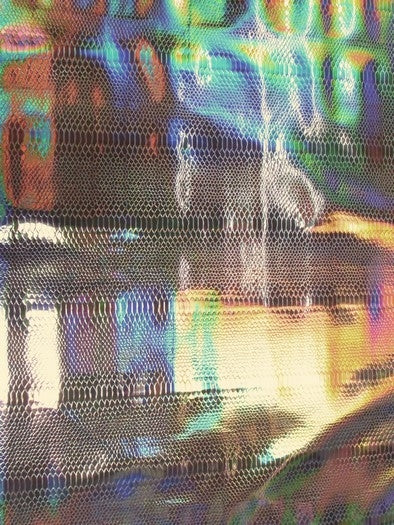 Viper Snake Holographic Embossed PVC Vinyl Fabric / Steel / Sold By The Yard - Image 2