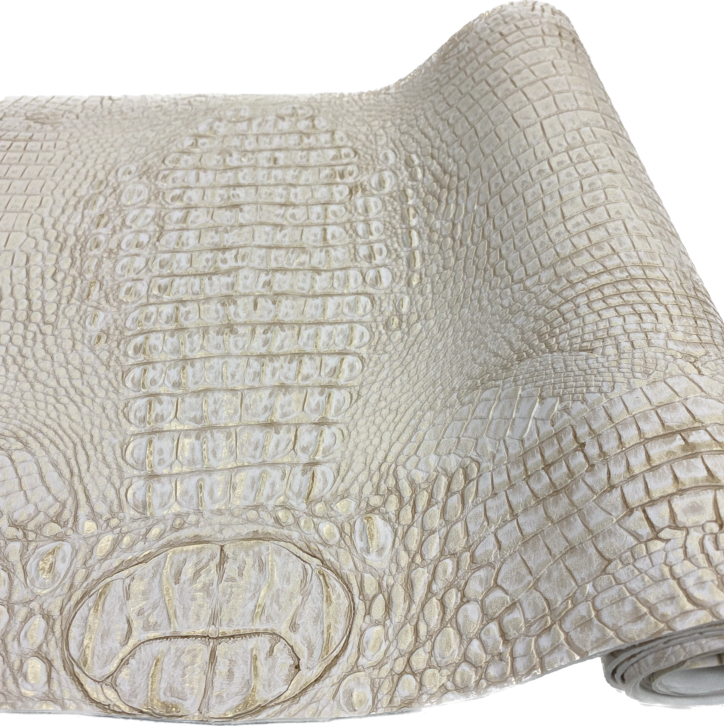 White/Gold Metallic Caiman Gator Vinyl - Image 2