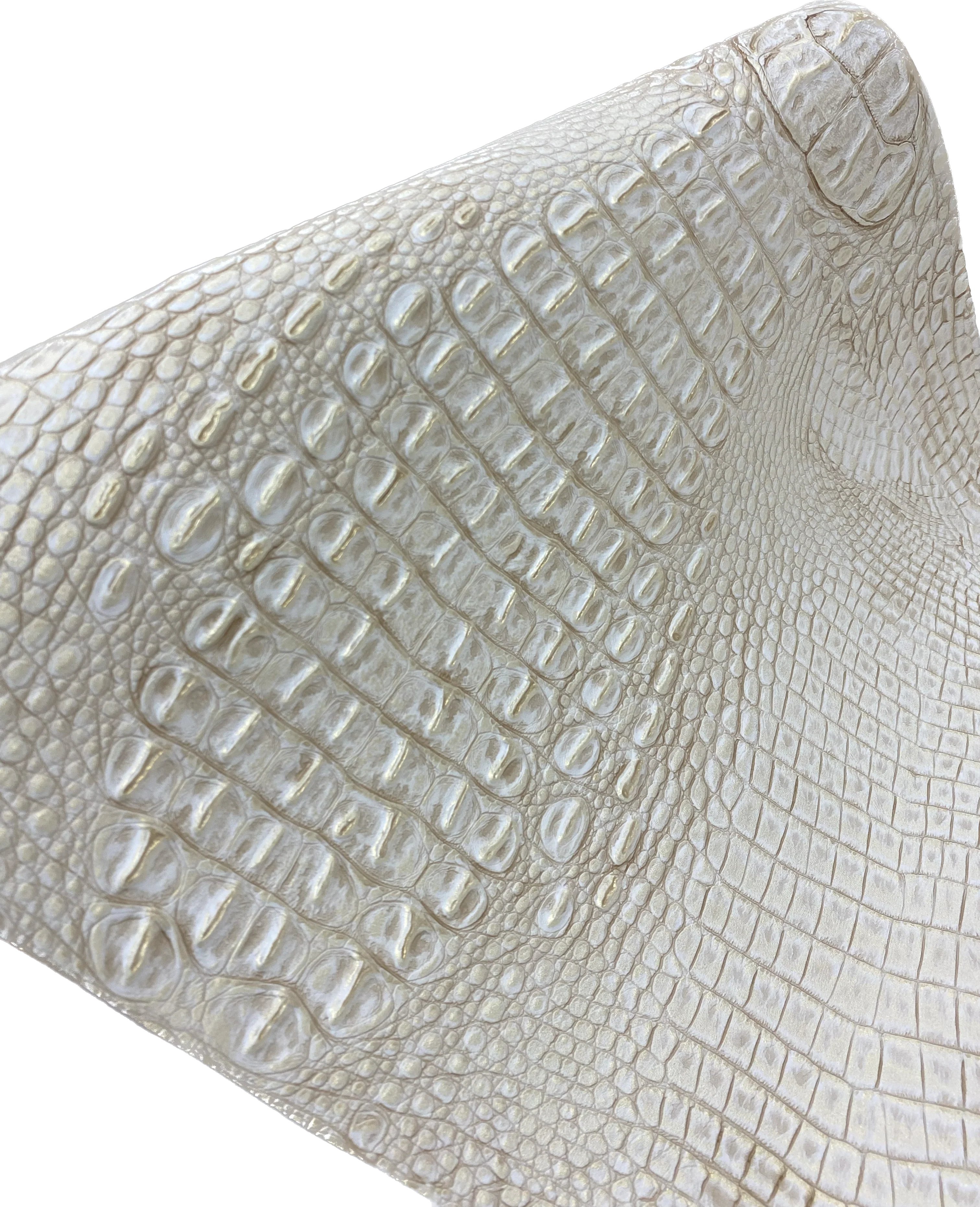 White/Gold Metallic Caiman Gator Vinyl - Image 3